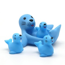 塘胶戏水玩具16公分一大三小母子海狮