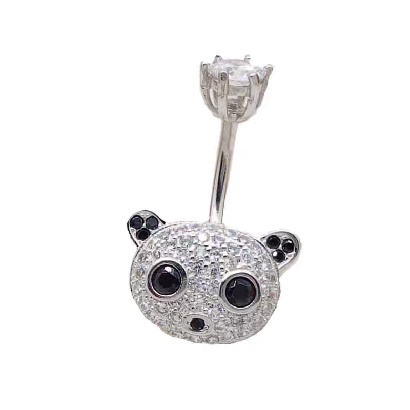 佳倩Bodypiercing肚脐钉脐环防过敏医用钢时尚穿刺饰品欧美性感女神个性女熊猫宝宝白底实物图