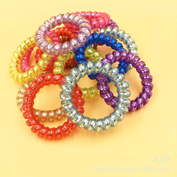 100 high-quality, bright silver wristbands, telephone line hair ties, Wenying accessories details Picture