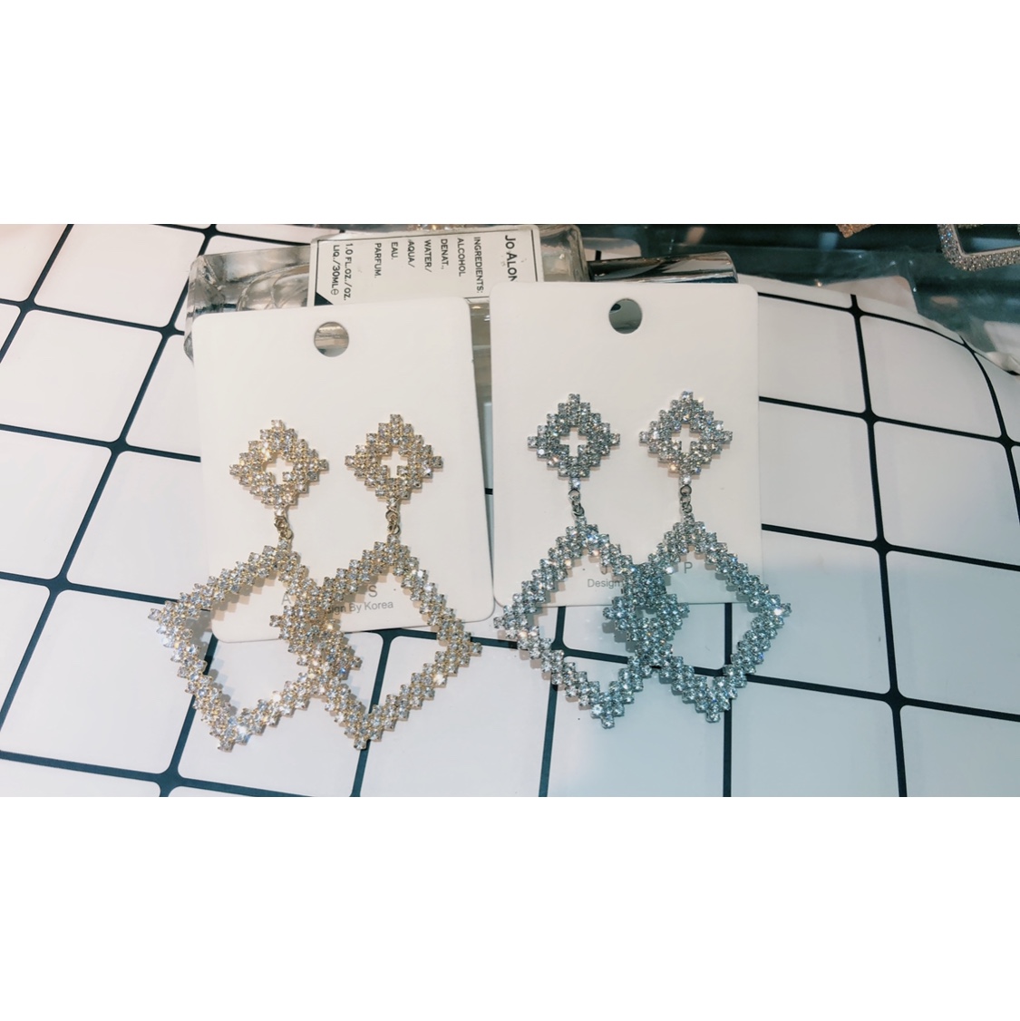 Nude diamond earrings are very colorful