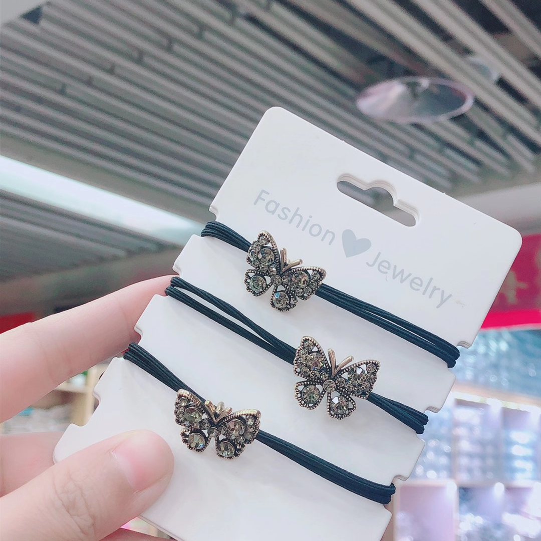 【100 Sets 】 New Korean-style leather band fashionable bow hair tie hair accessory
