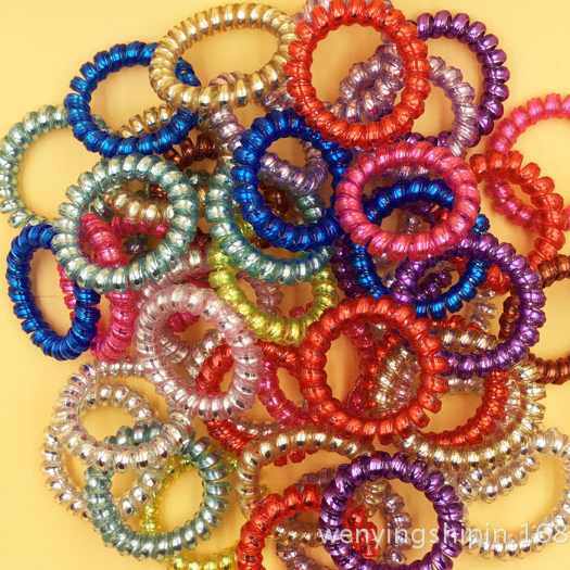 100 high-quality, bright silver wristbands, telephone line hair ties, Wenying accessories