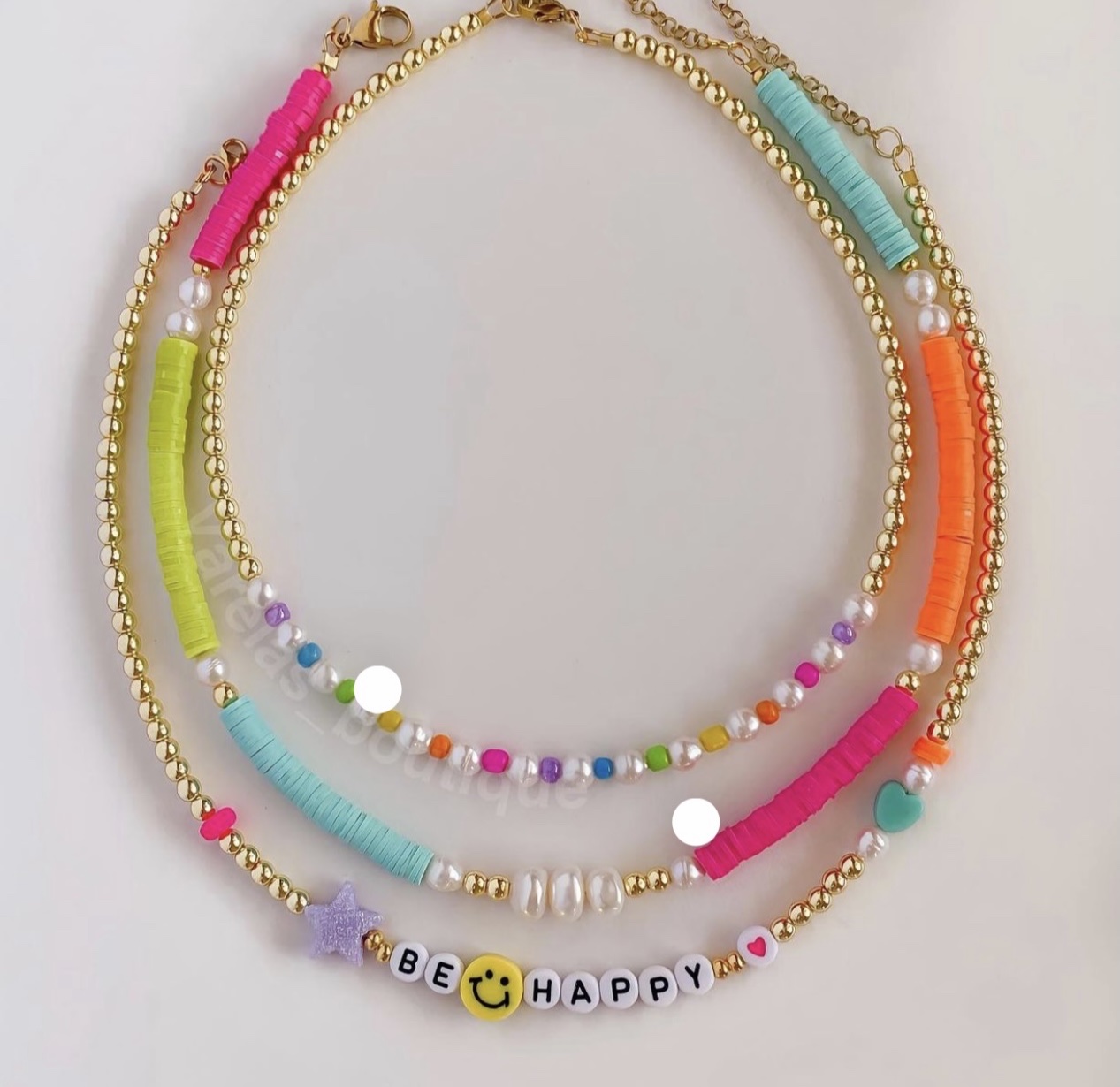 DIY soft clay Bohemian-style pearl eye smiling face necklace, mask chain and mobile phone chain detail image 1
