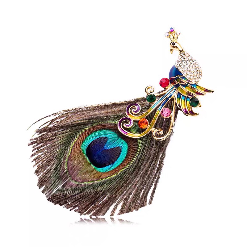 Peacock brooch