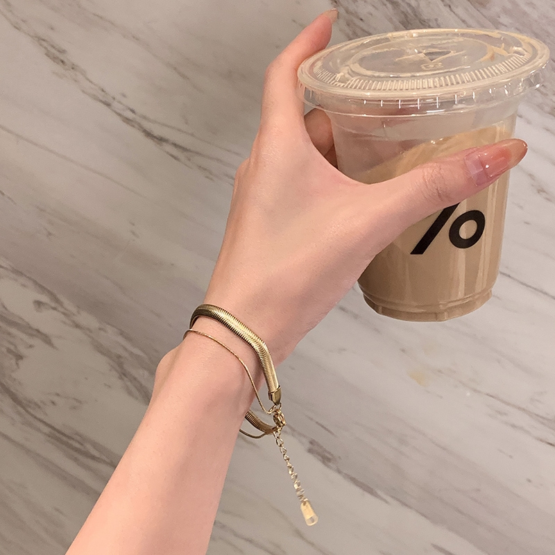 Snake chain exquisite double-layer bracelet, Instagram niche design, best friend bracelet, fashionable Internet celebrity new trendy jewelry for women
