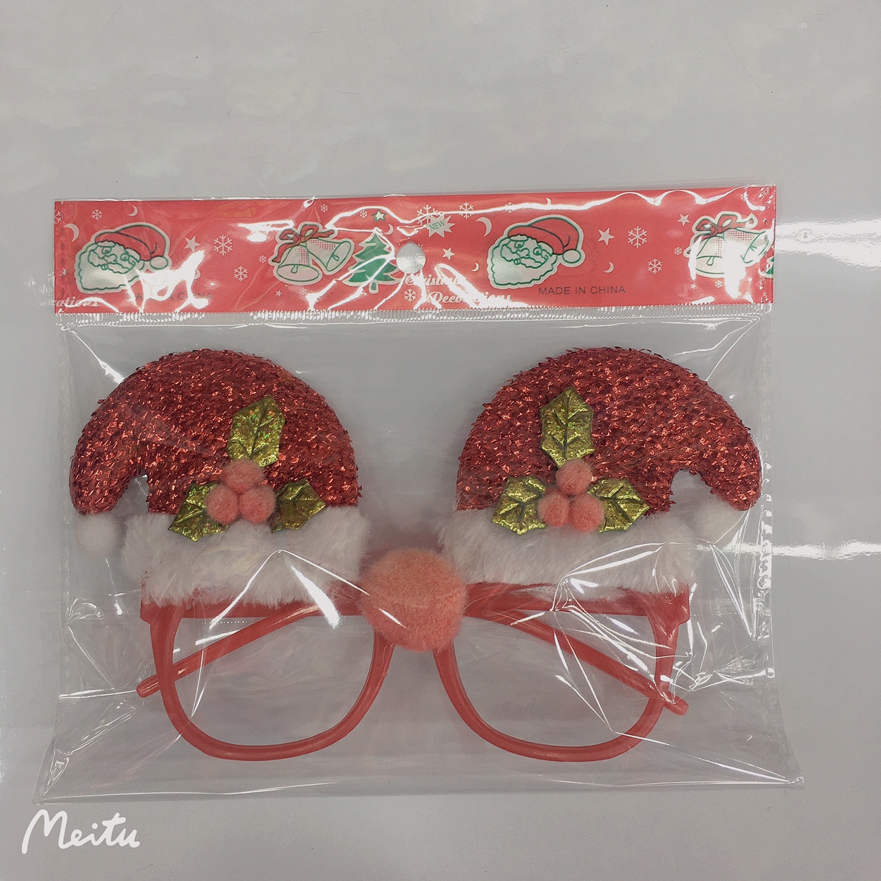 亮丝圣诞帽子红色眼镜时尚百搭潮流女士发饰流行头饰迈利达饰品