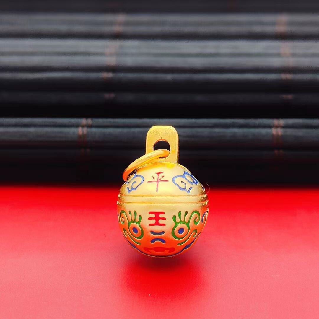 Peace exorcism tiger head bell pendant, baking blue craft accessories