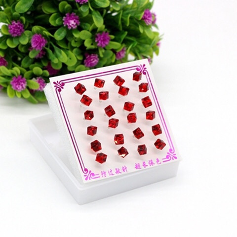 Earrings Men's and women's accessories Allergenic plastic needle Water Cube Crystal earclip Earring Delivery Silicone earplugs 3