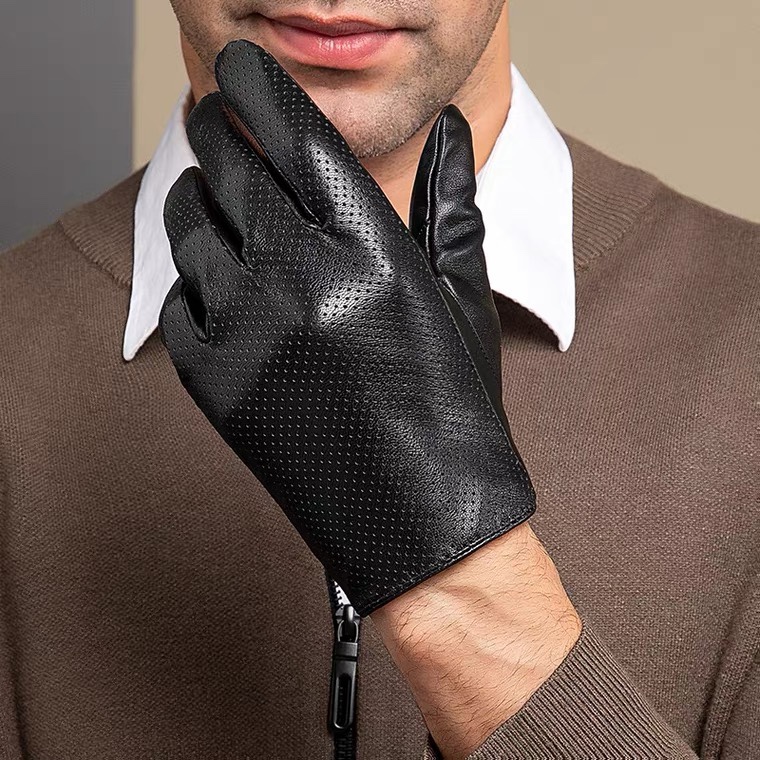 Gloves Men's thin driving and riding can touch screen breathable hand repair handsome motorcycle head layer leather gloves