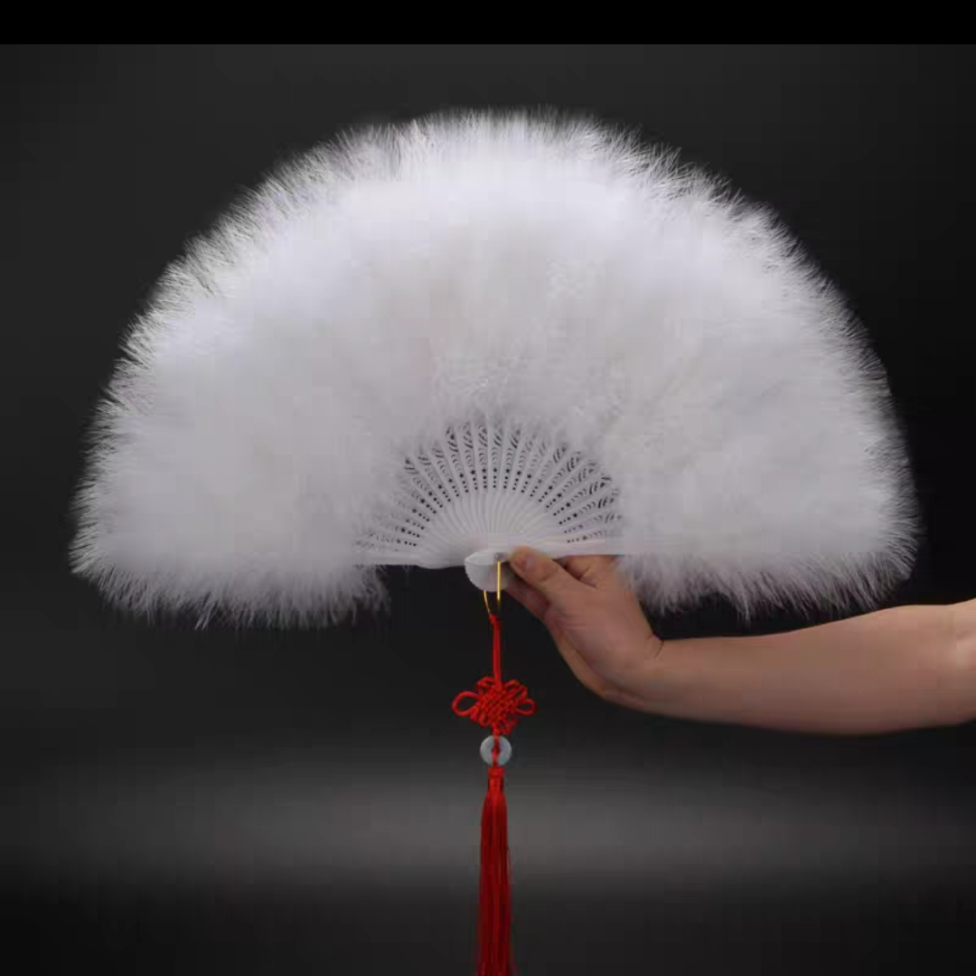 Turkey full velvet feather fan 25 pieces white