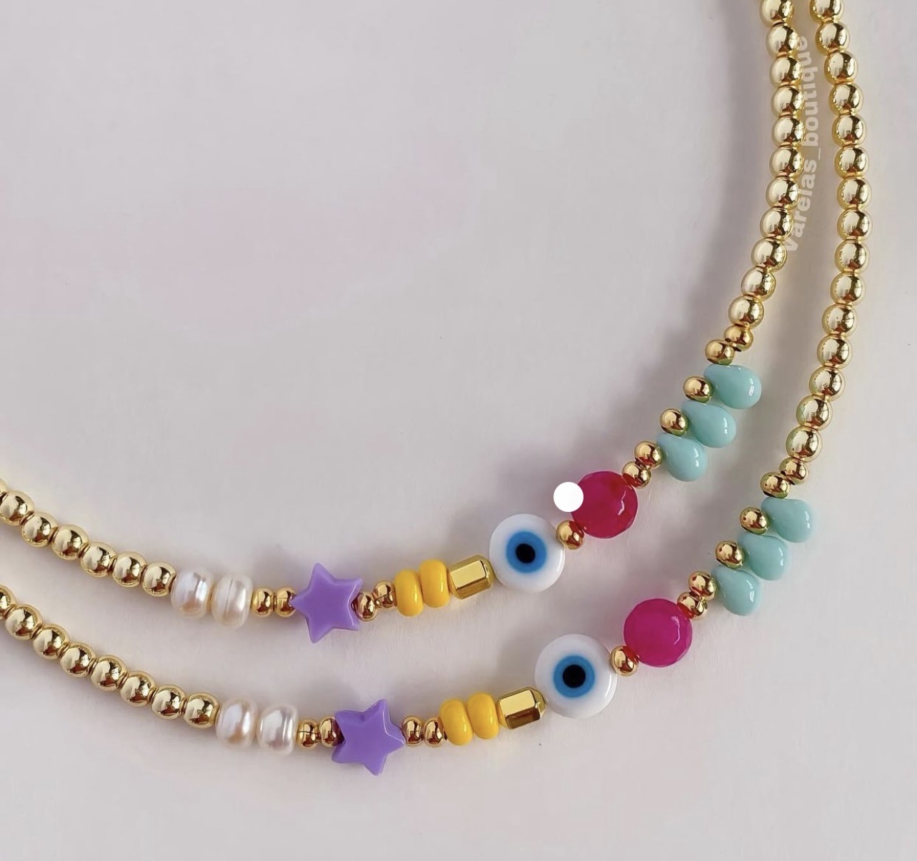 DIY soft clay Bohemian-style pearl eye smiling face necklace, mask chain and mobile phone chain detail image 2