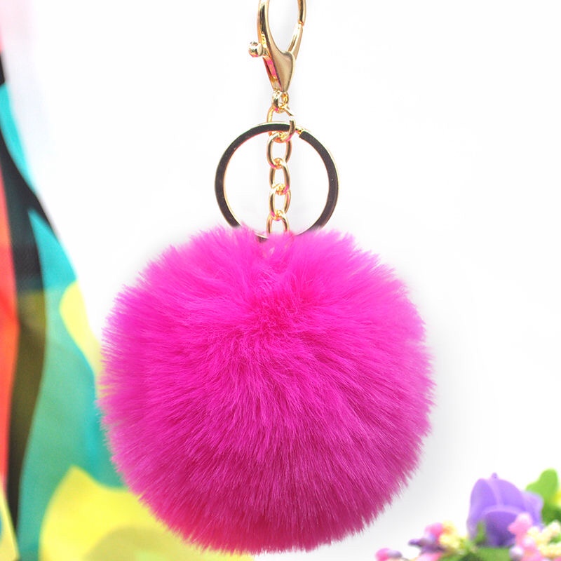 Imitation Rex Rabbit ball keychain pendant Cute schoolgirl bag Car phone pendant Valentine gift 0801 thumbnail