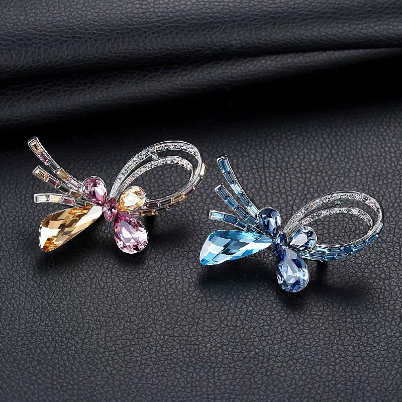 Jing Zi Bow Brooch Female personality Creative temperament simple pin pendant Accessories Suit sweater accessories accessories