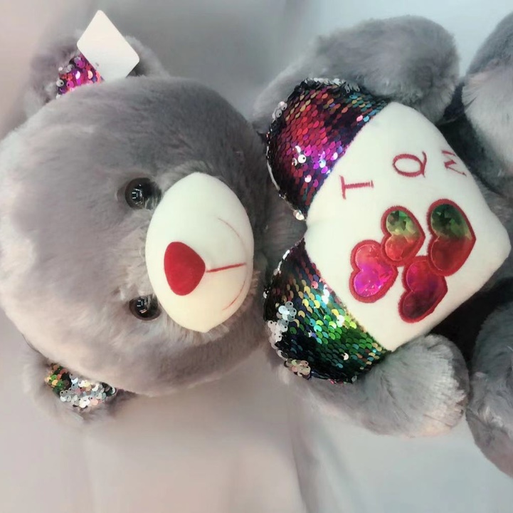 New grey sequined bear