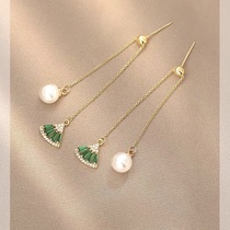 Delicate luxury fan-shaped pearl fashion trend girl tassel earrings