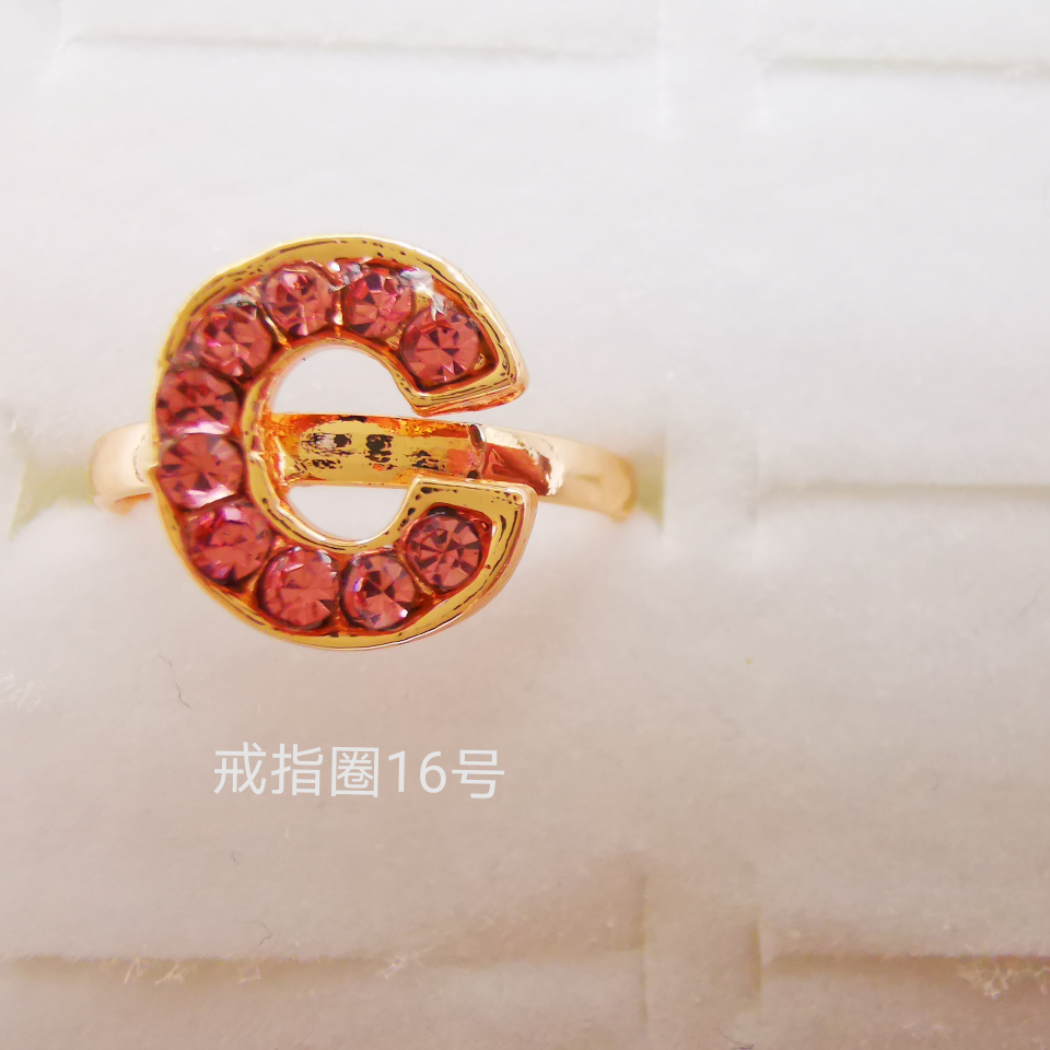 Letter series color diamond alloy ring electroplated imitation gold classic 1877