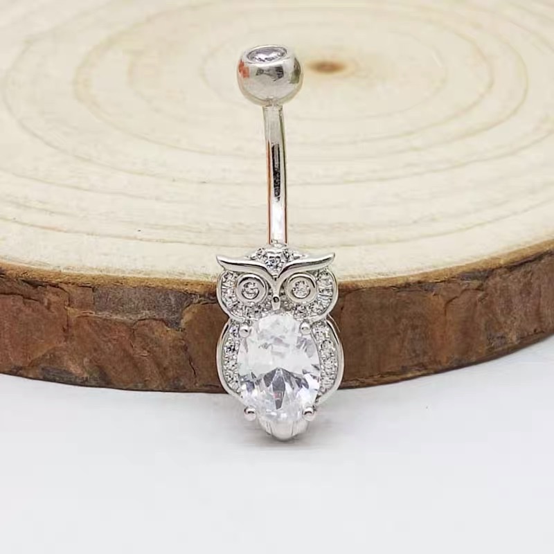 佳倩Bodypiercing肚脐钉脐环防过敏医用钢时尚穿刺饰品欧美性感女神个性女猫头鹰🦉细节图