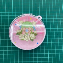 Square storage box round with lattice little girl with green leaves