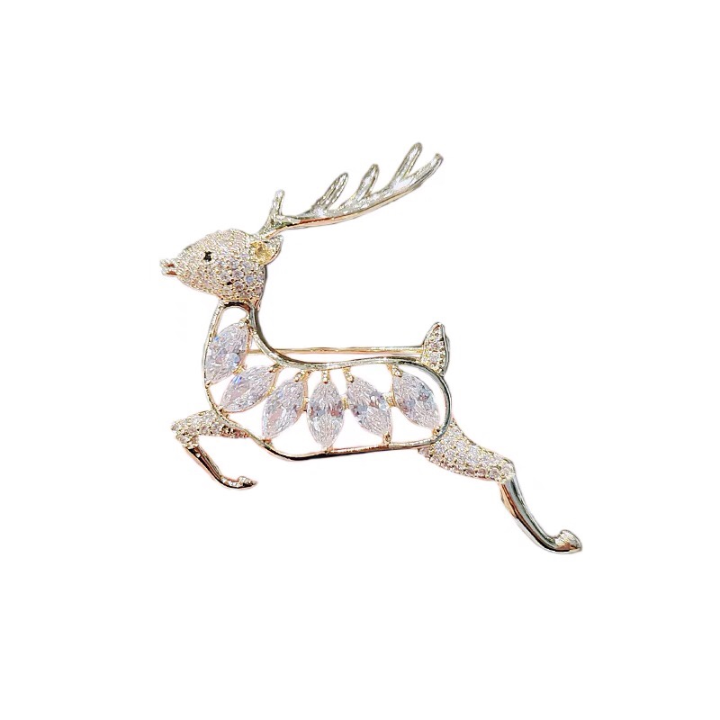 Zircon dart deer brooch