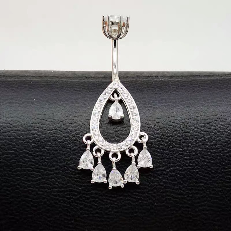 佳倩Bodypiercing肚脐钉脐环防过敏医用钢时尚穿刺饰品欧美性感女神个性女滴水锆石镶嵌钻石