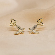 New S925 South Korea Dongdaemun fashion butterfly zircon earrings girl trend plated 14K gold jewelry earrings
