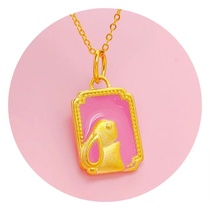 Jade Rabbit small square brand flower oil pendant, bracelet and necklace match very beautiful