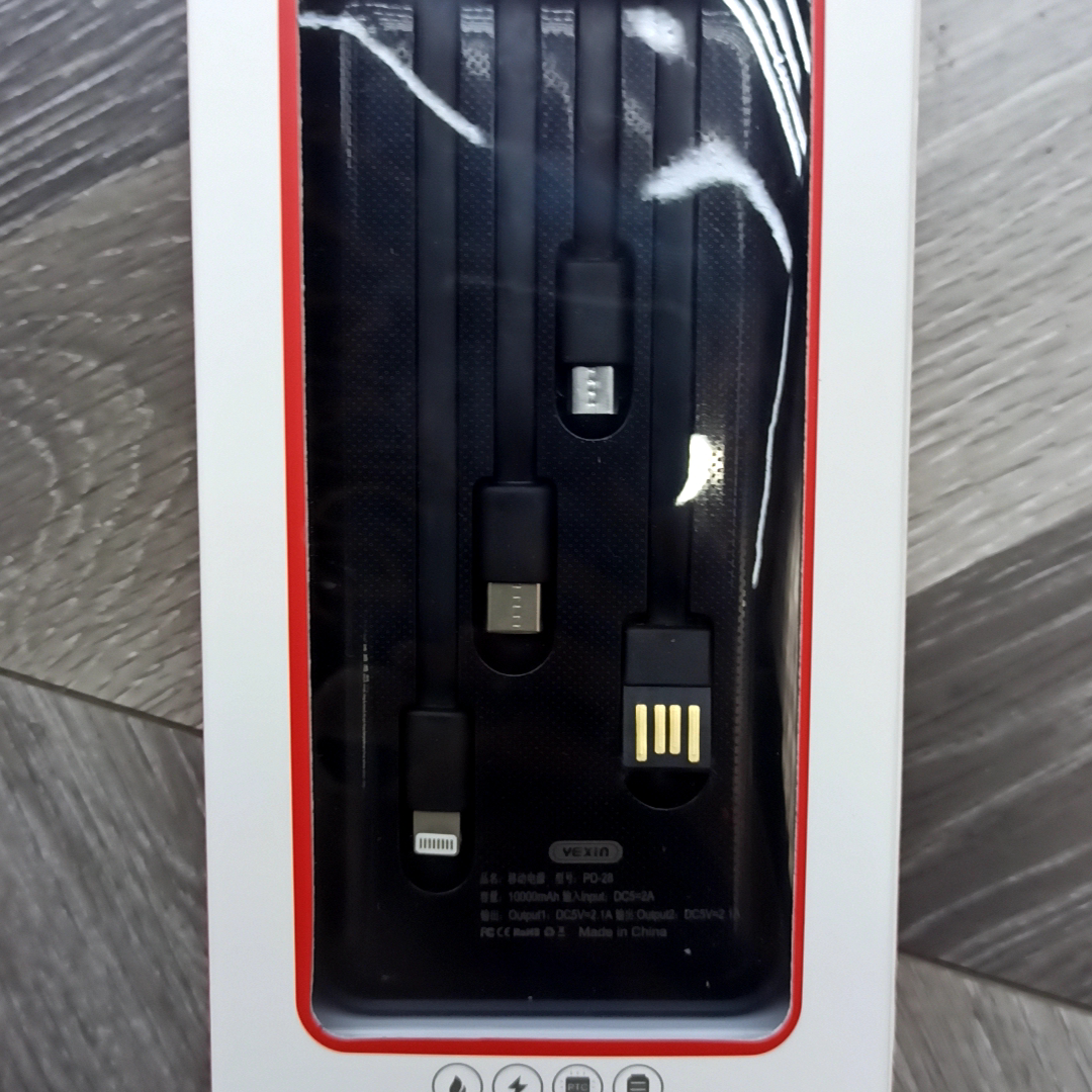New ultra-thin shared 2A Fast charge 10000 mah with cable charging bank mobile power supply universal