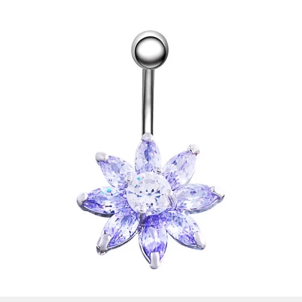 佳倩Bodypiercing肚脐钉脐环防过敏医用钢时尚穿刺饰品欧美性感女神个性女锆石镶嵌花细节图