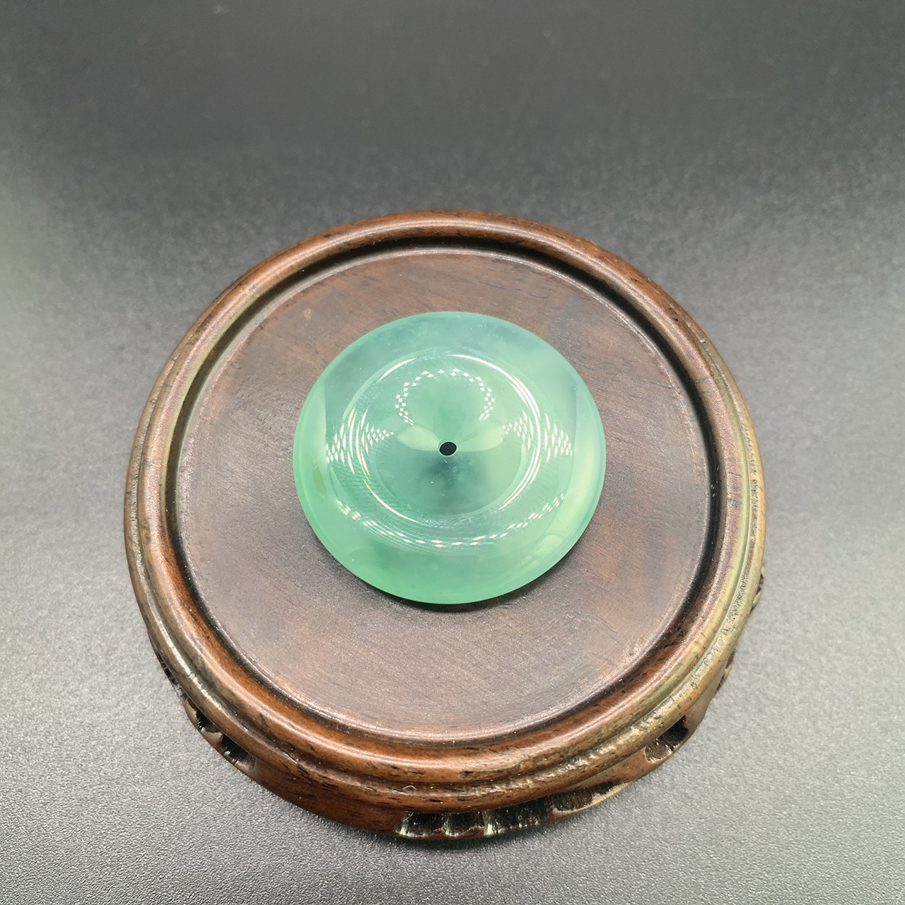 陈东方玉器 天然缅甸翡翠Ａ货 飘绿冰透起胶平安扣吊坠 珠宝玉石饰品国潮系列