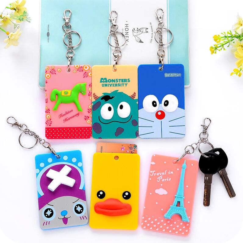 可爱卡通公交车硅胶卡套学生饭卡银行卡卡套钥匙扣门禁卡套挂绳