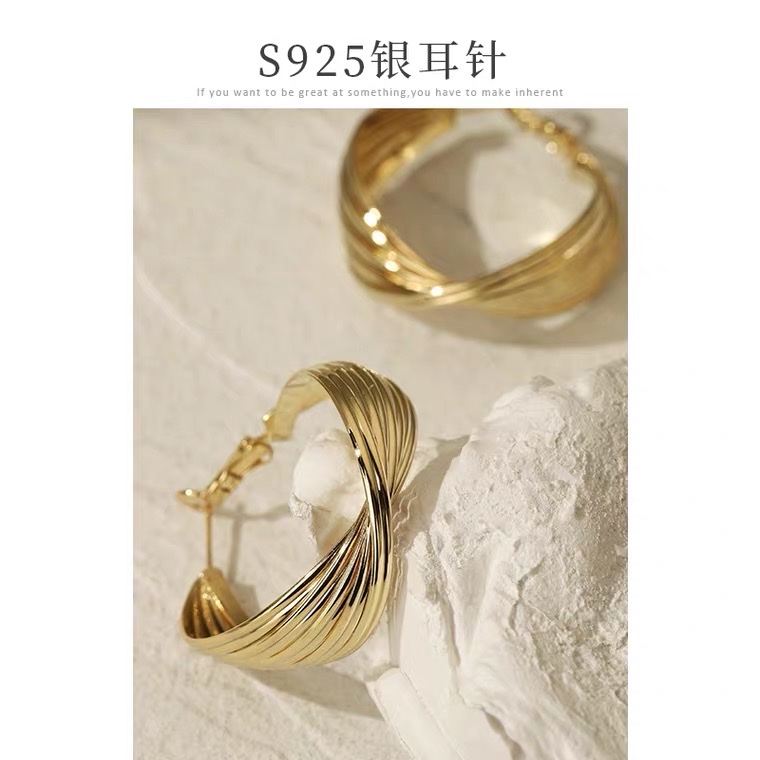 239 圆圈轻奢耳环女气质复古港风高级感耳圈小众冷淡风欧美潮圈圈配饰详情图1