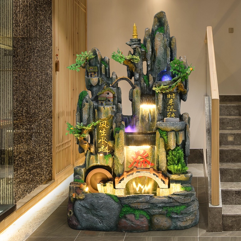 诸葛工艺庭院流水摆件阳台鱼池造景顶楼花园装饰布置景观鱼缸喷泉雾化加湿器爆款7279-57