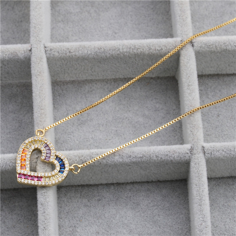 Foreign trade accessories Europe and America accessories micro-inset zircon heart, heart lock Necklace gift necklace necklace
