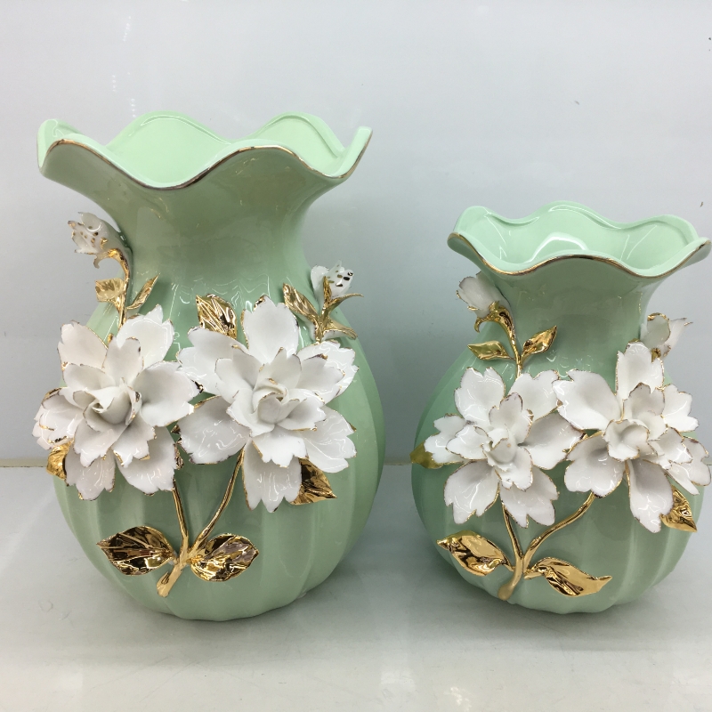 0771家居陶瓷花瓶描金插花花器客厅装饰柜餐桌酒店婚庆KTV软装饰品工艺品礼品批发