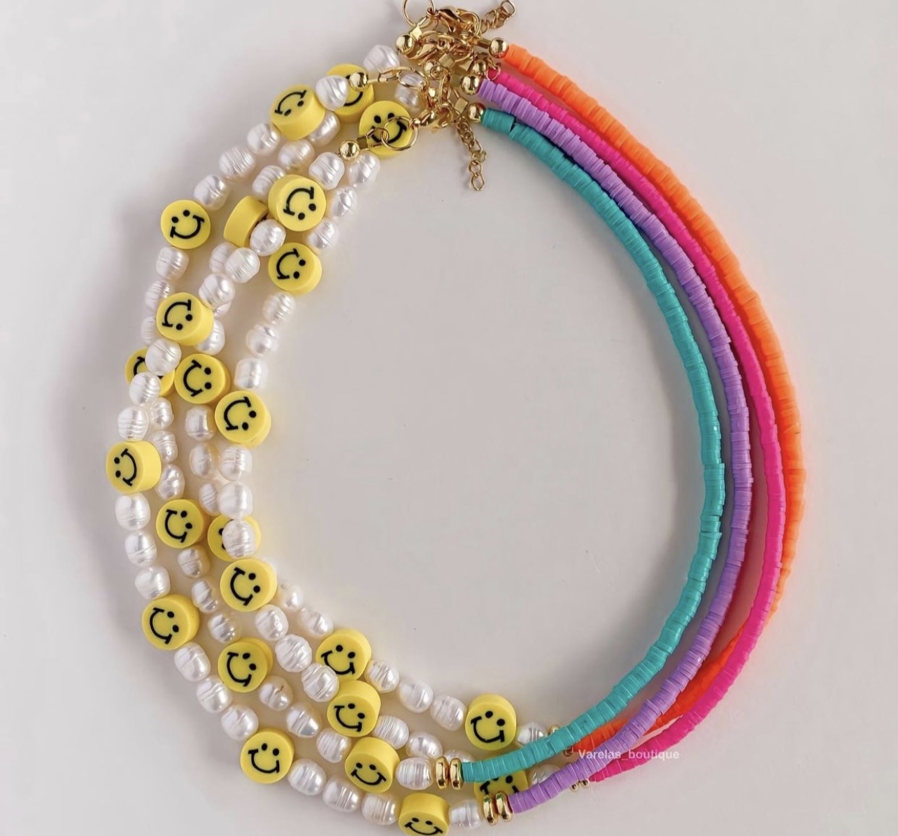 DIY soft clay Bohemian-style pearl eye smiling face necklace, mask chain and mobile phone chain detail image 4