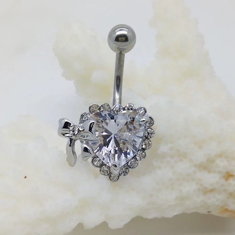 佳倩Bodypiercing肚脐钉脐环防过敏医用钢时尚穿刺饰品欧美性感女神个性女桃心♥️锆石