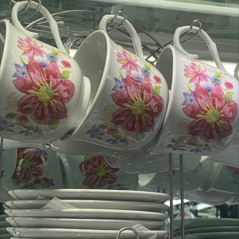 咖啡杯套装6杯6碟13头创意下午茶咖啡杯碟亮光陶瓷家用商用杯子928陶瓷杯碟103