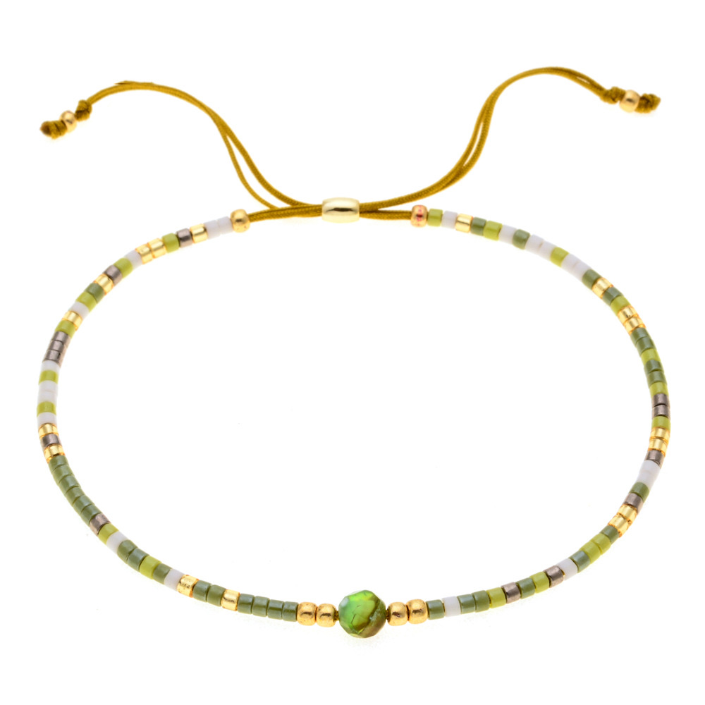 A simple and elegant Miyuki women's bracelet with mixed color rice beads, hand-woven friendship rope and semi-precious stone jewelry detail image 5