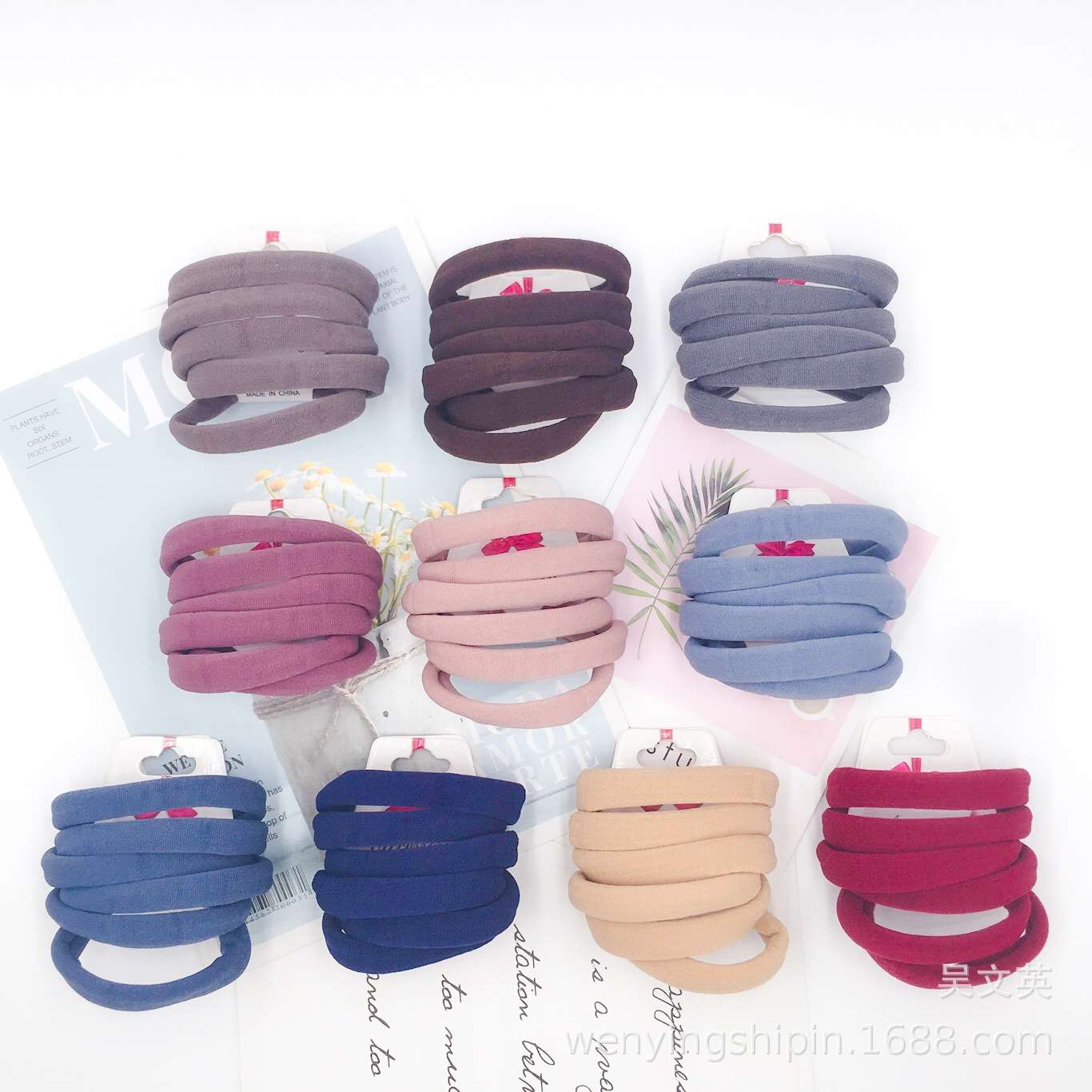 Solid color seamless high-elasticity rubber band, solid color leather ring, classic color, 10 colors, 6 pieces per card, Wenying jewelry details Picture