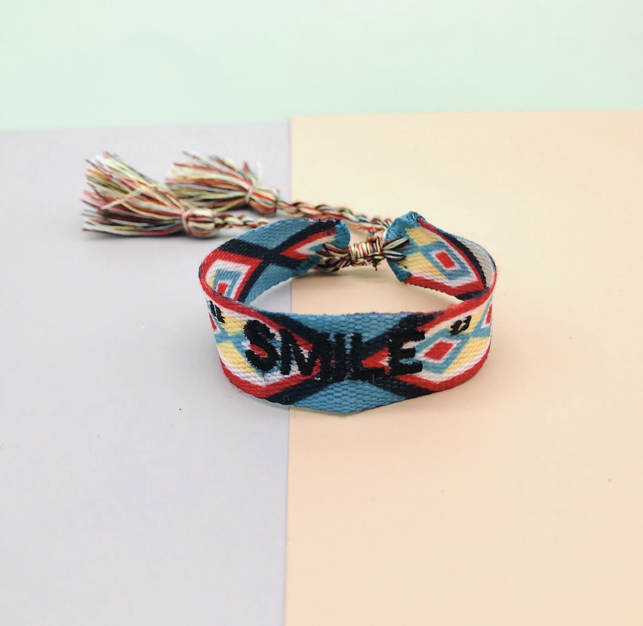 European and American woven bracelet, Bohemian style, ethnic style, hand-embroidered and embroidered letter custom DIY bracelet detail image 3