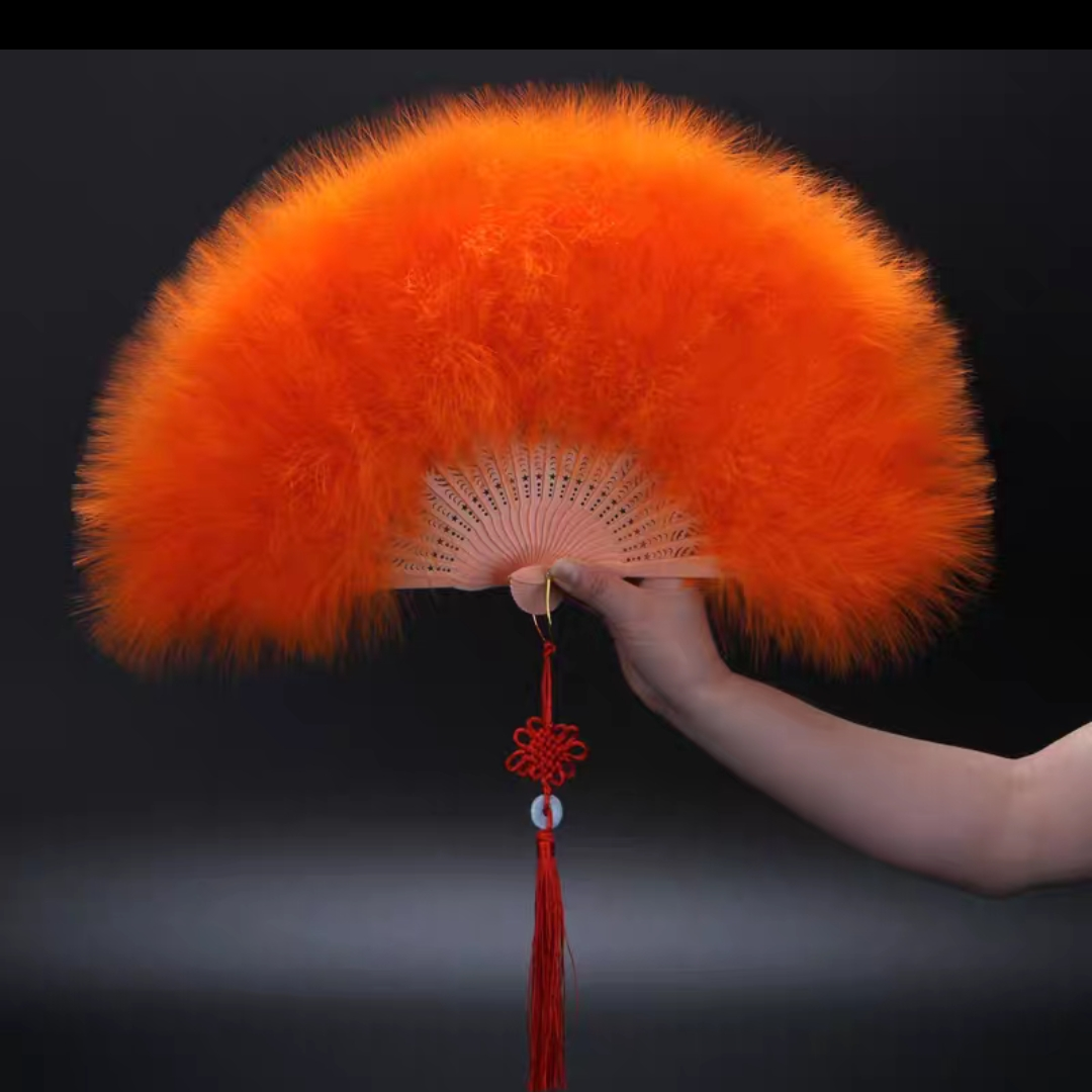 Turkey full velvet feather fan 25 pieces orange
