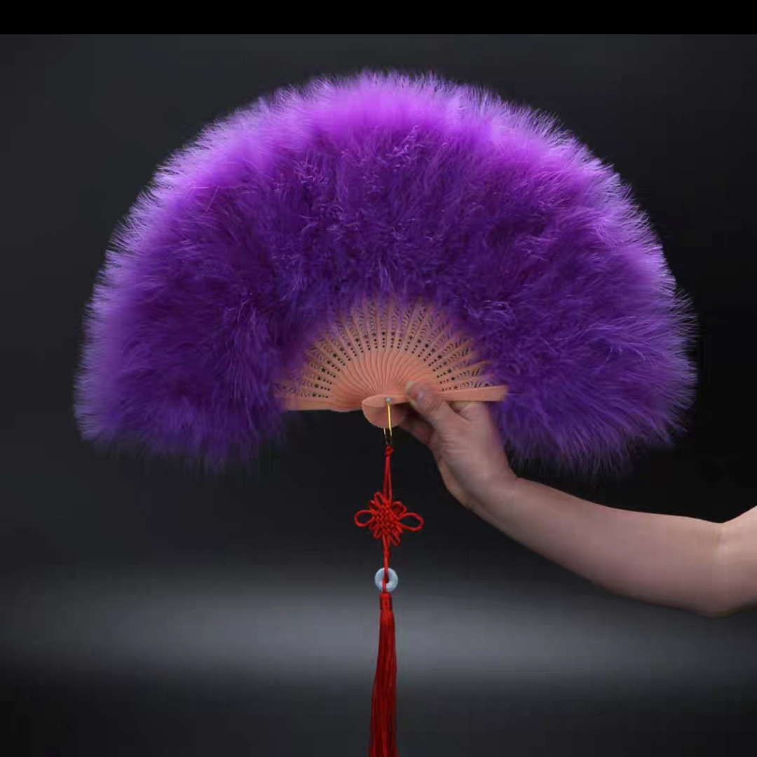 Turkey full velvet feather fan 25 pieces purple