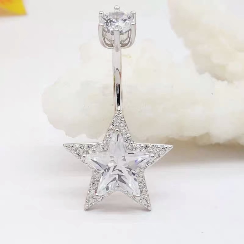 佳倩Bodypiercing肚脐钉脐环防过敏医用钢时尚穿刺饰品欧美性感女神个性女五星五星白底实物图