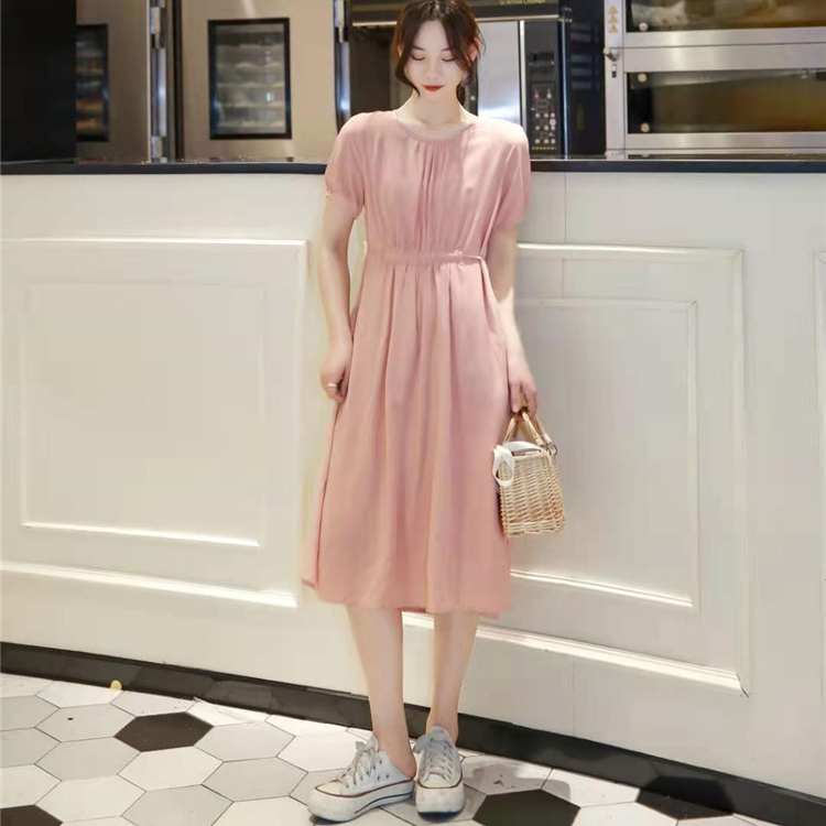AMD--夏季新款韩系女装收腰显瘦中长款减龄甜美连衣裙粉色5D2127303