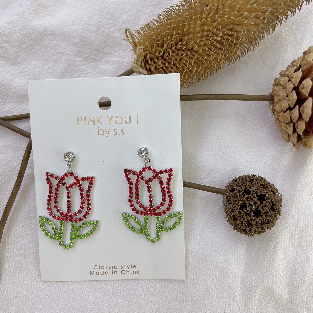 Baroque tulips anti-allergy fashion irregular geometric studs Trend earrings Personality exaggerated accessories