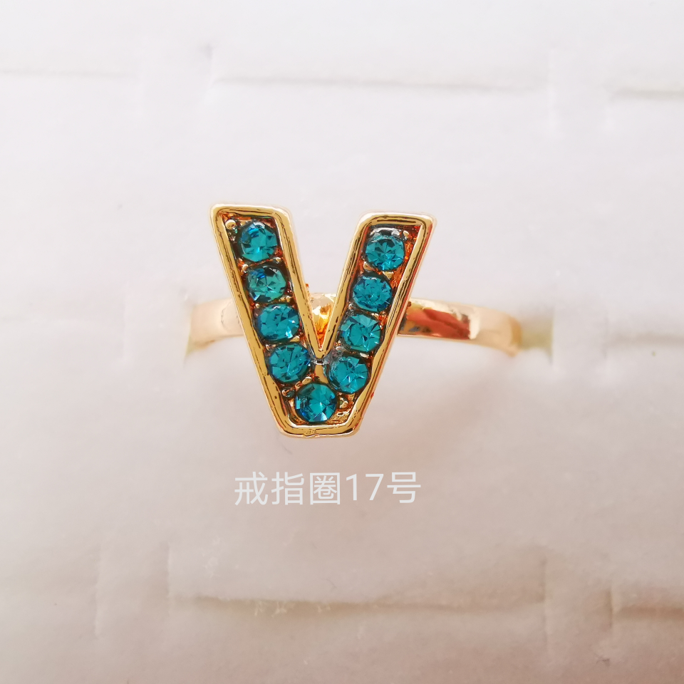 Letter series color diamond alloy ring electroplated imitation gold classic 1853