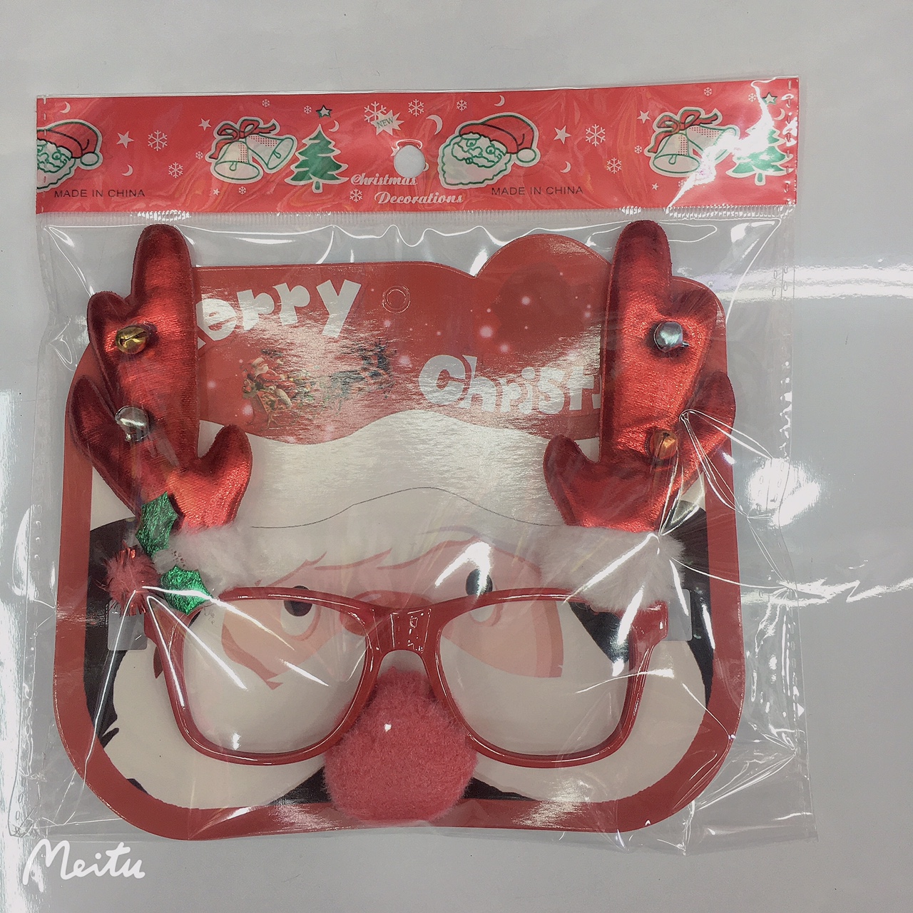 Shiny leather and sparkling Christmas antler glasses