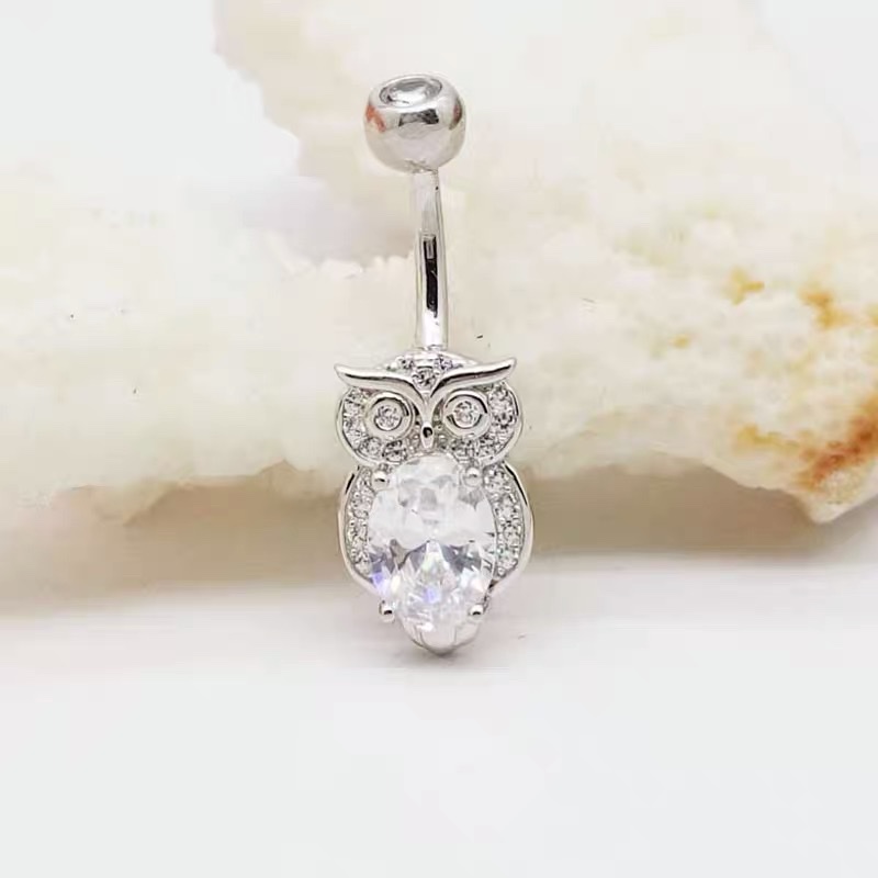 佳倩Bodypiercing肚脐钉脐环防过敏医用钢时尚穿刺饰品欧美性感女神个性女猫头鹰🦉白底实物图