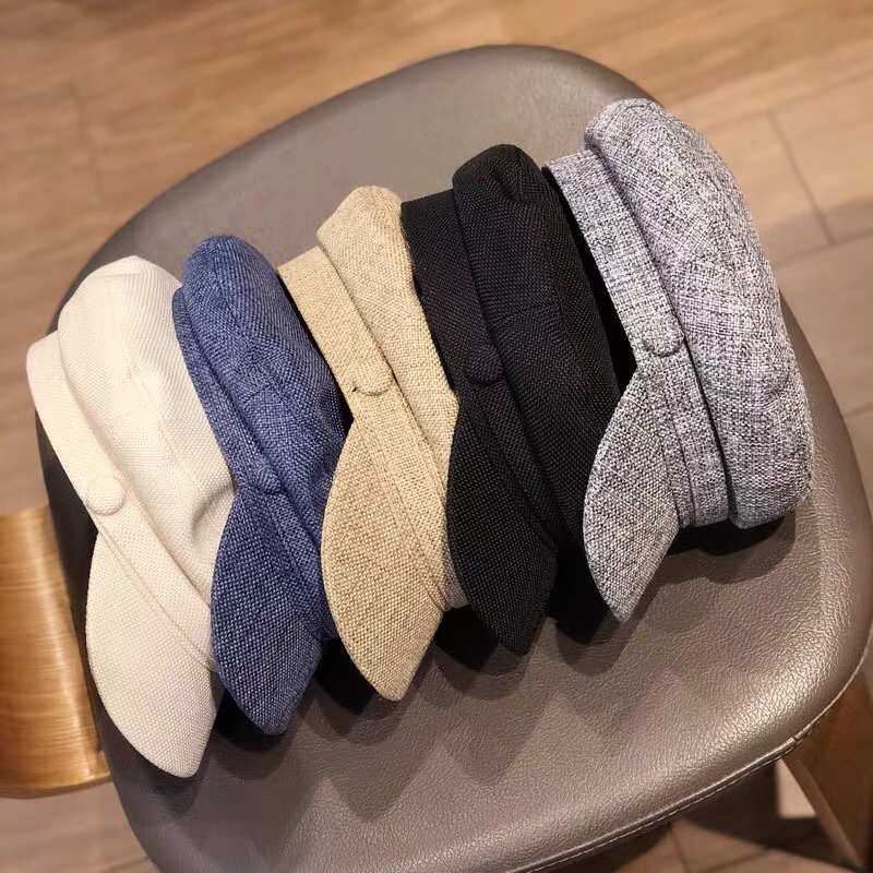 k105帽子女韩版休闲百搭平顶透气麻料海军帽春夏遮阳鸭舌帽时尚贝雷帽