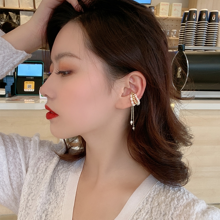 耳环流行饰品流苏珍珠耳骨夹耳钉